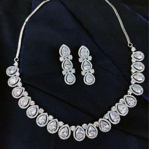 AD Necklace Set White Stones Studded Designer Set