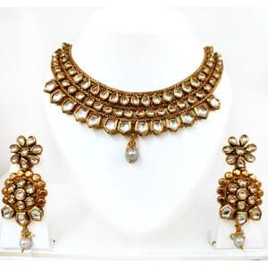 Kundan White Golden Toned Necklace