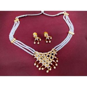 Traditional Crystal Tanmani Necklace Set