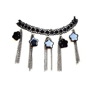 Fashion Jewellery Black Flower Beads Fabric Choker_Hayagi