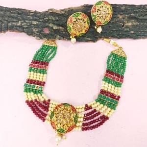 Multi Colour Crystal Choker Set With LCT Stone Studded