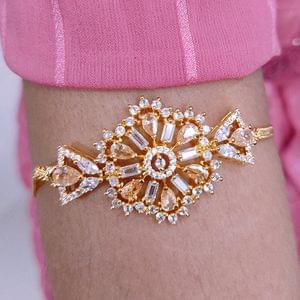 Delicate AD Bajuband Cum Bracelet 2 in 1
