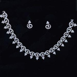 Rhodium AD Stone Necklace Set For Party Wear
