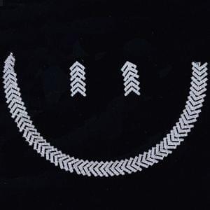 Rhodium Plated CZ Stone Necklace Set