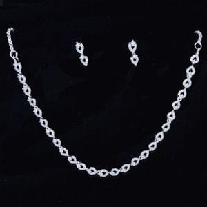 Tiny Rhodium CZ Necklace With Earrings