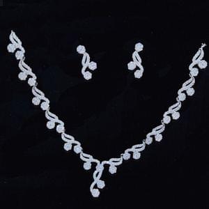 Designer Rhodium Silver CZ Necklace Set