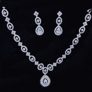 Silver American Diamond Pendant Necklace Party Wear