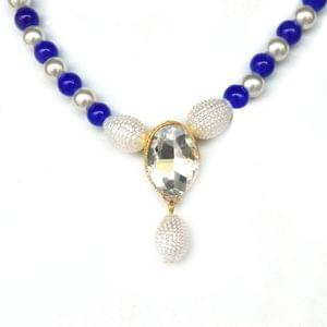 Blue White Beads Pearl Set Fashionable Necklace