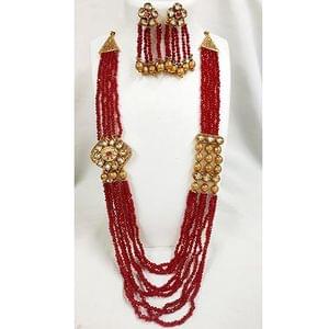 Dark Maroon Crystal With Antique Side Pendant
