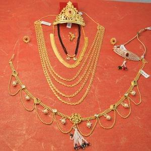 Traditional Beautiful Festive Gold Gauri Ganesh Accessories Combo Set
