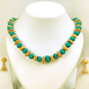 Latest Fashion Silk Thread Necklace Maroon Stone Studded _Hayagi (Pune)