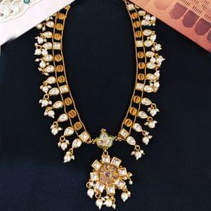 Kundan Short Necklace- Designer White Beads Kundan Set