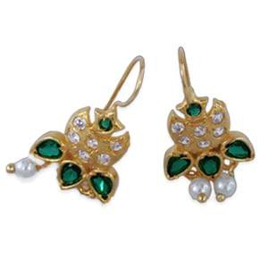 Golden Bugadi With Green Stone Studded