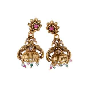 Jhumki Earrings Antique Finish Half Jhumki Design Earrings