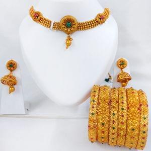 Necklace, Earrings And Bangles Combo