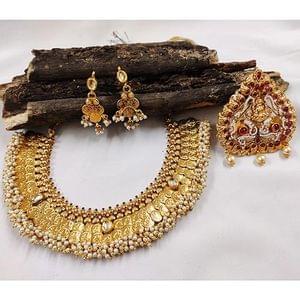 Combo Set, Traditional Necklace & Brooch Pin Jewellery Set