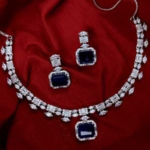 Rhodium Plated American Diamond Necklace Set