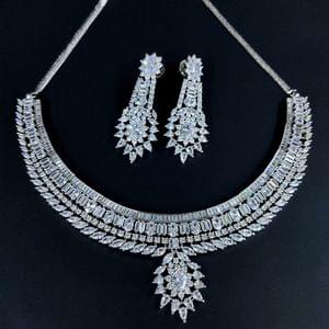 Stunning Rhodium Necklace For Bride