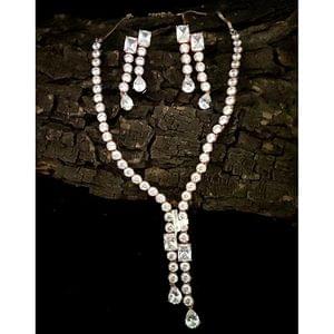 AD Necklace White Stone Studded