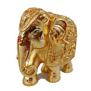 Gajantlaxmi/Golden Finish Elephant Statue For Ganesh Ganpati Down Truck