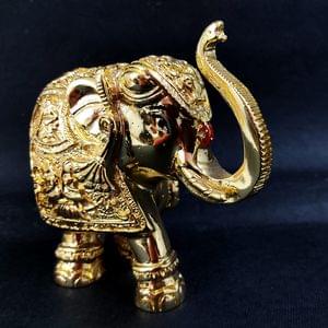 Gajantlaxmi/Elephant Gold Color Elephant Statue for Gifting Up Trunk