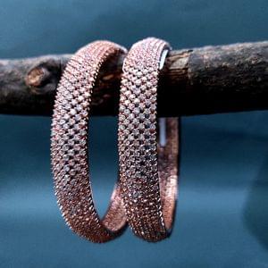Rose Gold and Rhodium Bangles Set of 2 Silver Polishing