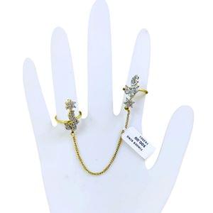 Double Finger Ring American Diamond Stoned