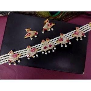 Swan Pendants Pearl Choker Semi Cultured Pearls