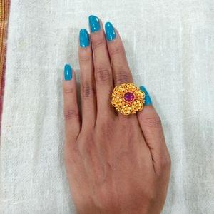Finger Ring- Geru Polish Finger Ring Floral Design