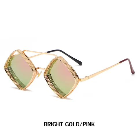 Metal Frame Non-Polarized Rhombus Shape Sunglasses for Women and Men